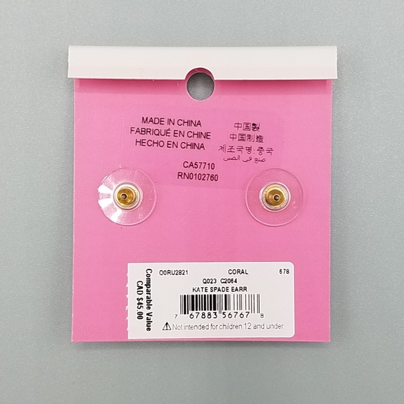 Kate Spade Gold Tone Coral Crystal Flower Earrings - Picture 3 of 5